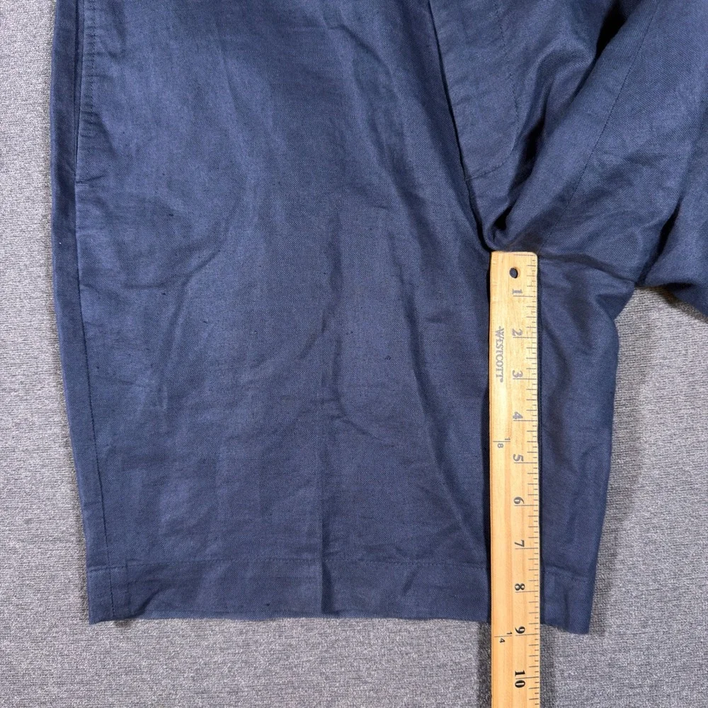 Brooks Brothers Shorts Mens 34 Blue Linen Cotton Blend Casual Flat Front Chino